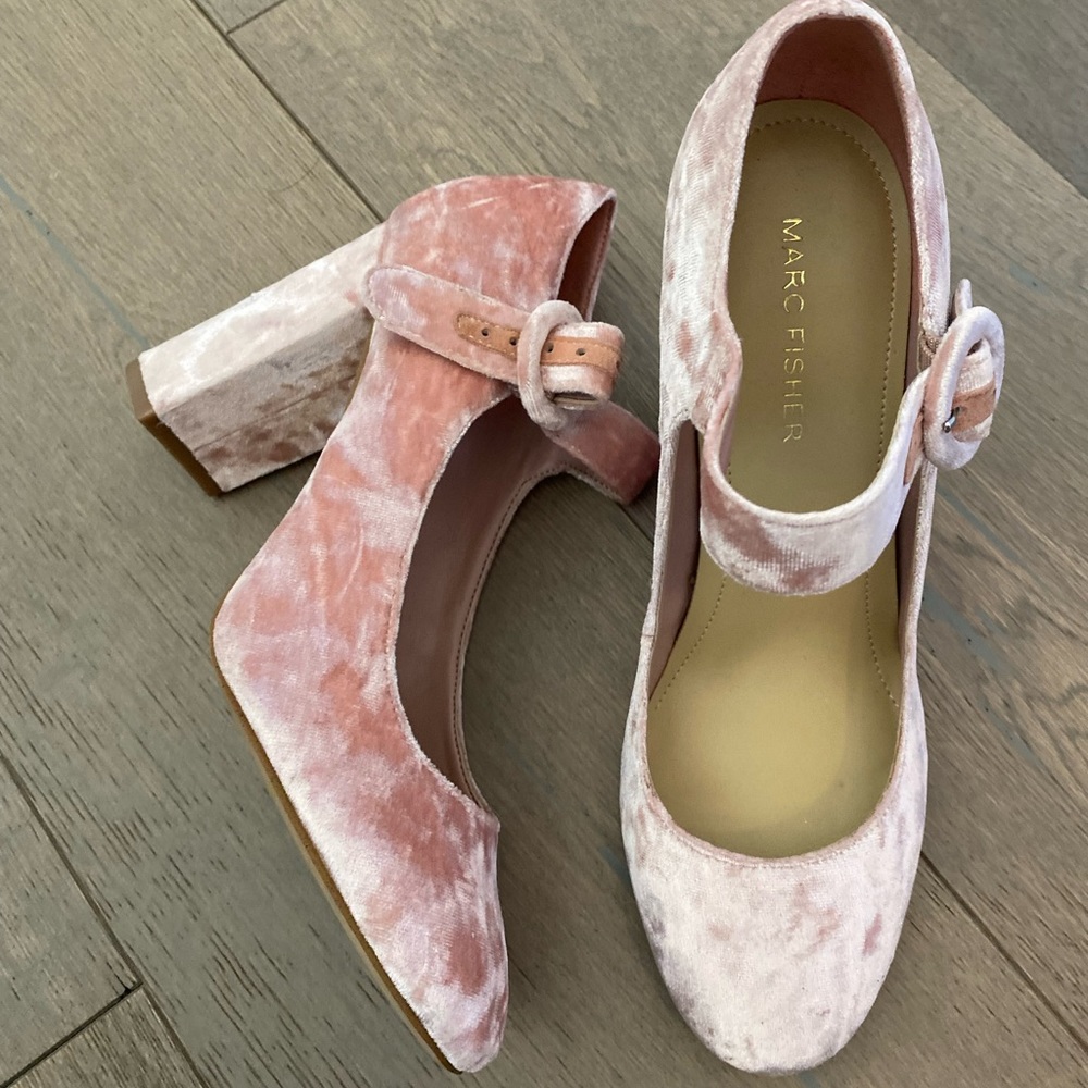 Marc Fisher Shaylie Pink Velvet Block Heels